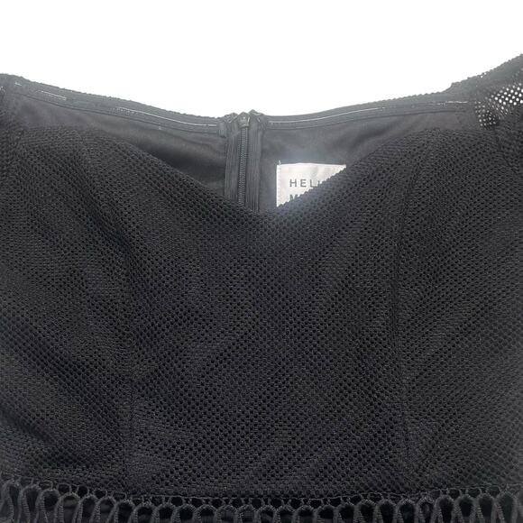 Hello Molly Black Mesh Mini In Other News Dress Sz 8 Sweetheart Neck Ruffle Hem - Picture 4 of 14